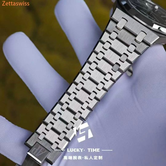 [Customization] Audemars Piguet-Royal Oak 15400ST Black Dial 41mm Modified With Genuine Bezel+Dial+Hands...