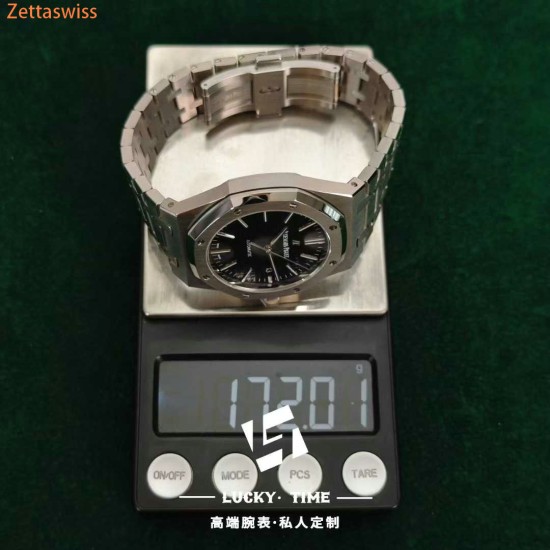 [Customization] Audemars Piguet-Royal Oak 15400ST Black Dial 41mm Modified With Genuine Bezel+Dial+Hands...