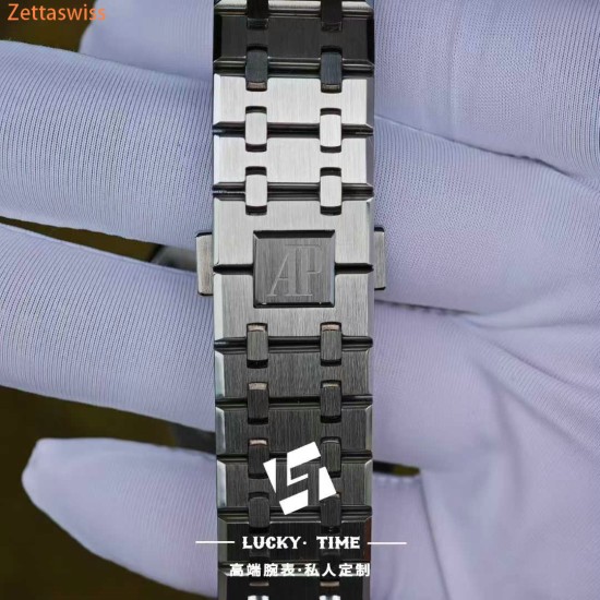 [Customization] Audemars Piguet-Royal Oak 15400ST Black Dial 41mm Modified With Genuine Bezel+Dial+Hands...