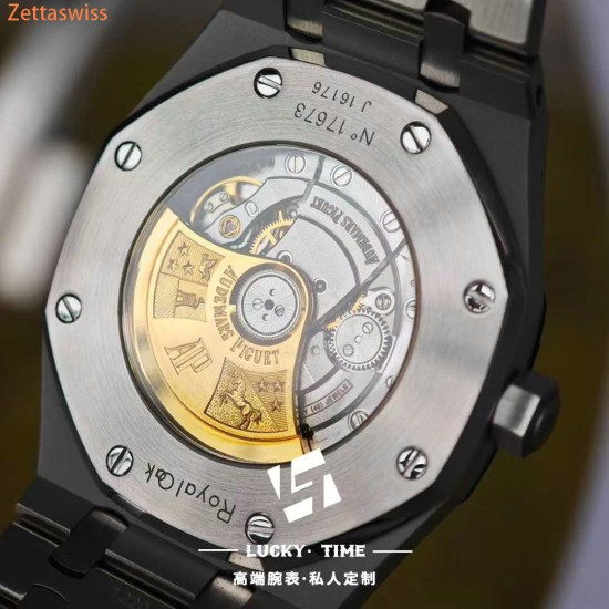 [Customization] Audemars Piguet-Royal Oak 15400ST Black Dial 41mm Modified With Genuine Bezel+Dial+Hands...