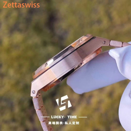 [Customization] Audemars Piguet-Royal Oak Chrono 26239OR  41mm Real 18K Rose Gold With Customized Blue Dial Super 1:1 4401 Movement