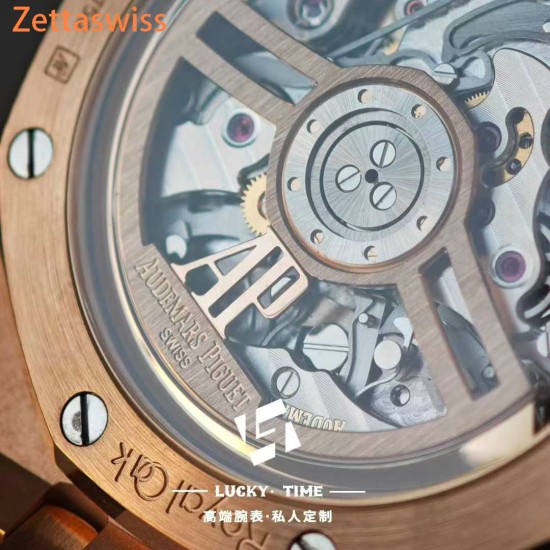 [Customization] Audemars Piguet-Royal Oak Chrono 26239OR  41mm Real 18K Rose Gold With Customized Blue Dial Super 1:1 4401 Movement