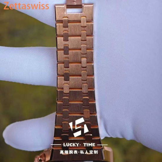 [Customization] Audemars Piguet-Royal Oak Chrono 26239OR  41mm Real 18K Rose Gold With Customized Blue Dial Super 1:1 4401 Movement