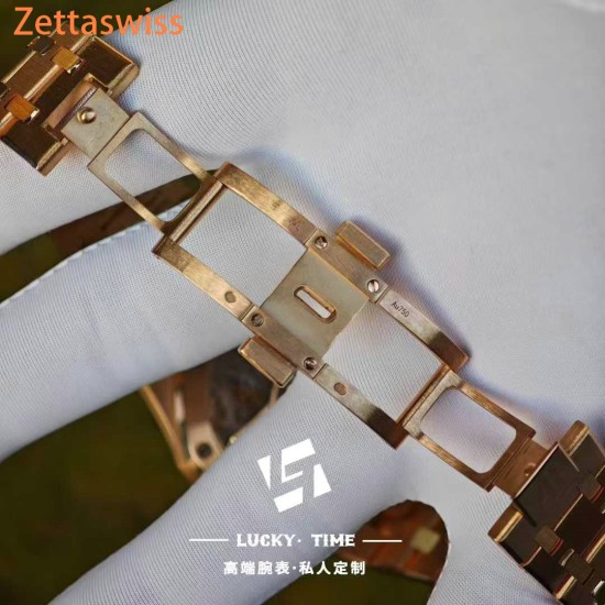 [Customization] Audemars Piguet-Royal Oak Chrono 26239OR  41mm Real 18K Rose Gold With Customized Blue Dial Super 1:1 4401 Movement