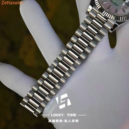 [Customization] Rolex-DayDate 228239 40mm White Mother-of-Pearl Dial Diamond Markers 18K Platinum Wrapped ETA2836 Movement