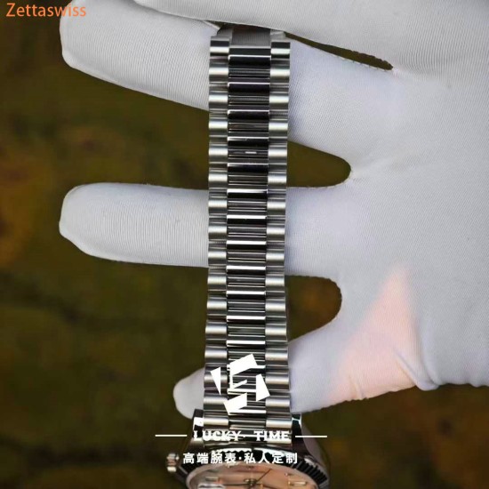 [Customization] Rolex-DayDate 228239 40mm White Mother-of-Pearl Dial Diamond Markers 18K Platinum Wrapped ETA2836 Movement