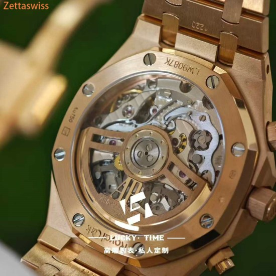 [Customization] Audemars Piguet-Royal Oak Chrono 26240OR 41mm Real 18K Rose Gold With Customized Blue Dial Super 1:1 4401 Movement