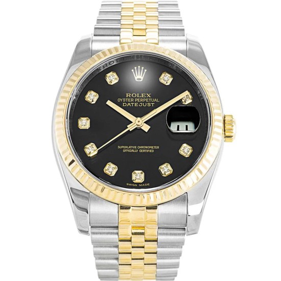 Rolex-Datejust 126233 36mm Jub YG/SS Black/Dia Clean SH3235
