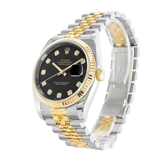 Rolex-Datejust 126233 36mm Jub YG/SS Black/Dia Clean SH3235