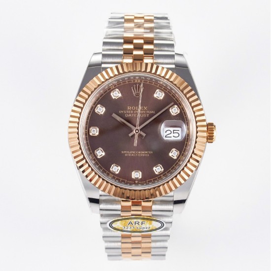 Rolex- Datejust 126331 41mm Jub RG/SS Brown/Diamond ARF SH3235(Tungsten Heavy Version) Super Clone