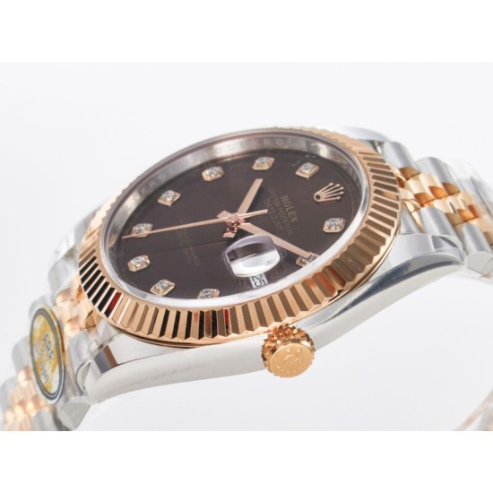 Rolex- Datejust 126331 41mm Jub RG/SS Brown/Diamond ARF SH3235(Tungsten Heavy Version) Super Clone