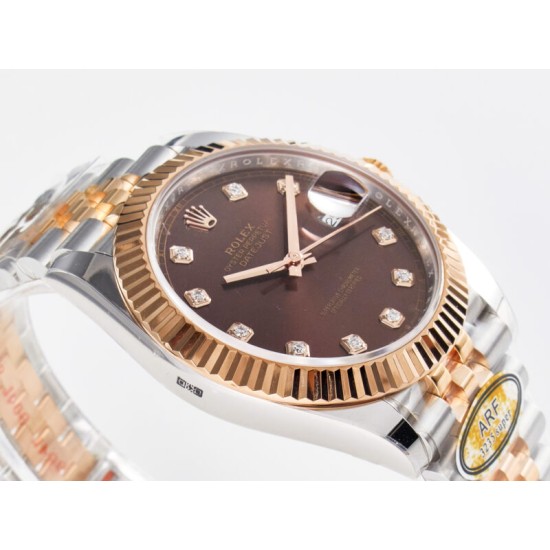 Rolex- Datejust 126331 41mm Jub RG/SS Brown/Diamond ARF SH3235(Tungsten Heavy Version) Super Clone