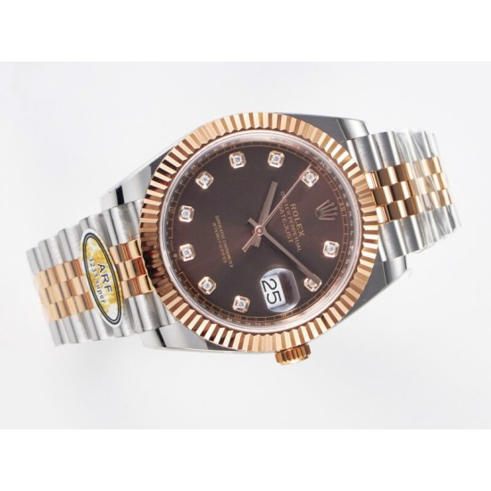 Rolex- Datejust 126331 41mm Jub RG/SS Brown/Diamond ARF SH3235(Tungsten Heavy Version) Super Clone