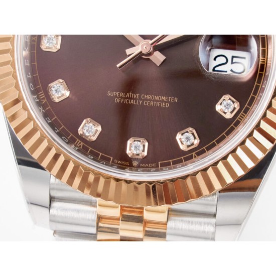 Rolex- Datejust 126331 41mm Jub RG/SS Brown/Diamond ARF SH3235(Tungsten Heavy Version) Super Clone