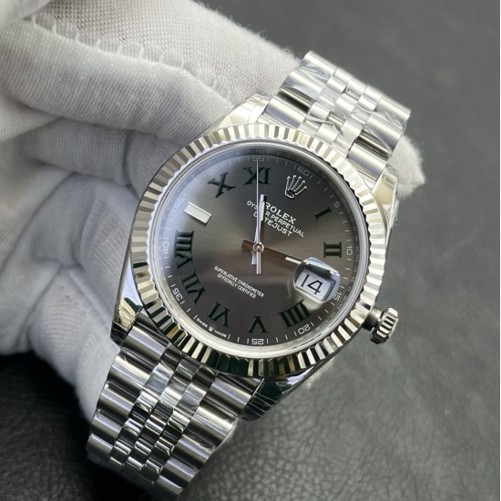 Rolex- Datejust 126334 41mm Wimbledon Jub SS/SS Grey Dial VSF VS3235 Super Clone