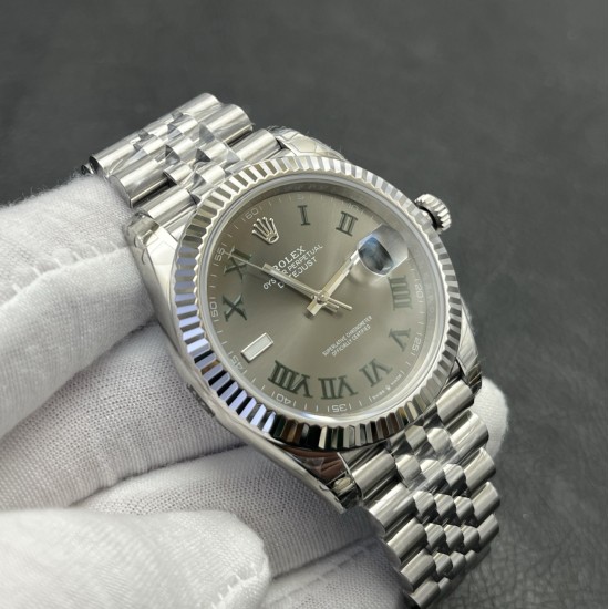 Rolex- Datejust 126334 41mm Wimbledon Jub SS/SS Grey Dial VSF VS3235 Super Clone