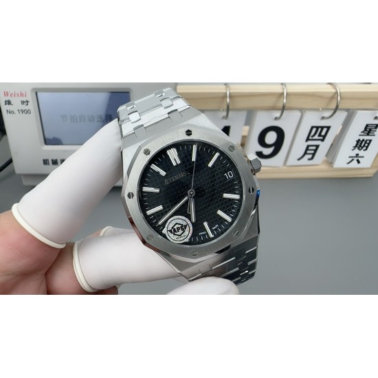 Audemars Piguet-Royal Oak 41mm 15510 SS/SS Black/Stk APSF A4302 Super Clone