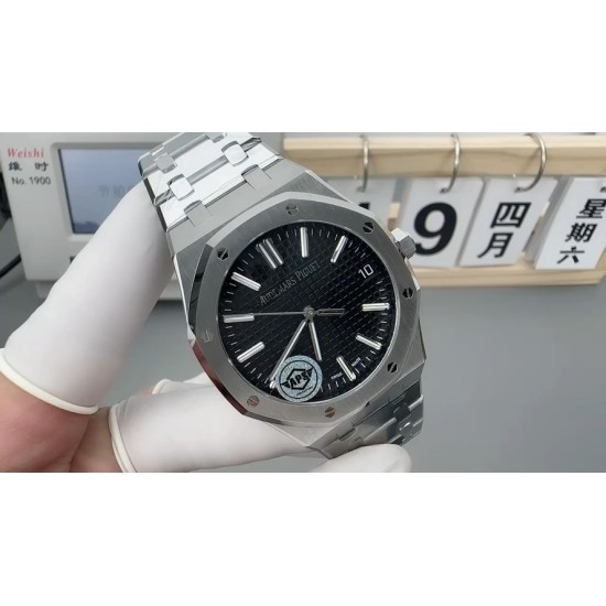 Audemars Piguet-Royal Oak 41mm 15510 SS/SS Black/Stk APSF A4302 Super Clone