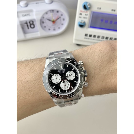 Rolex-Daytona 126529 40mm Le Mans SS/SS Black Dial QF V9 DD4132 Max(Gain Weight) (24Hour Subdial)