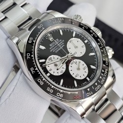 Rolex-Daytona 126529 40mm Le Mans Platinum Wrapped On SS/SS Black Dial QF V9 DD4132 Max(Gain Weight) (24Hour Subdial)
