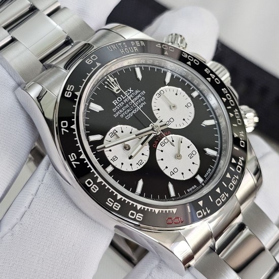 Rolex-Daytona 126529 40mm Le Mans Platinum Wrapped On SS/SS Black Dial QF V9 DD4132 Max(Gain Weight) (24Hour Subdial)