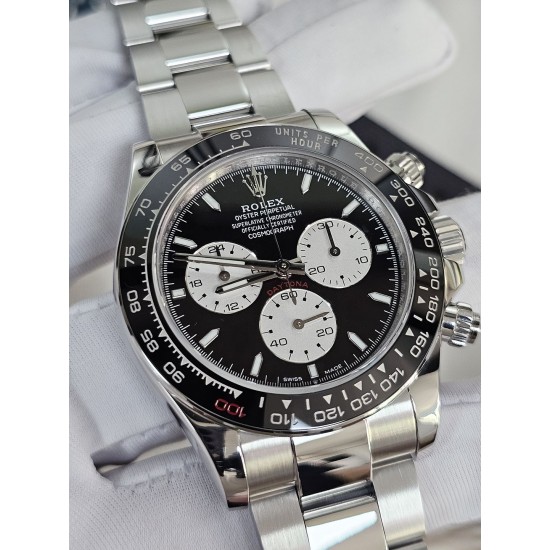 Rolex-Daytona 126529 40mm Le Mans Platinum Wrapped On SS/SS Black Dial QF V9 DD4132 Max(Gain Weight) (24Hour Subdial)