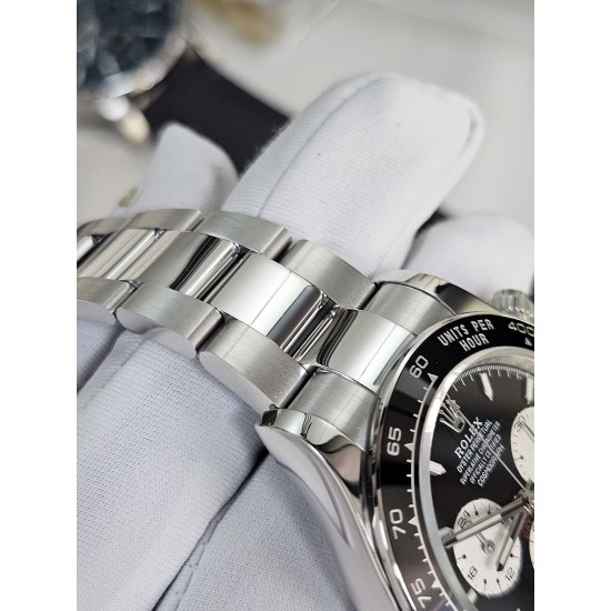 Rolex-Daytona 126529 40mm Le Mans Platinum Wrapped On SS/SS Black Dial QF V9 DD4132 Max(Gain Weight) (24Hour Subdial)
