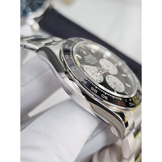 Rolex-Daytona 126529 40mm Le Mans Platinum Wrapped On SS/SS Black Dial QF V9 DD4132 Max(Gain Weight) (24Hour Subdial)