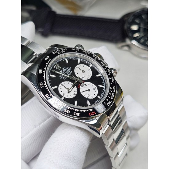 Rolex-Daytona 126529 40mm Le Mans Platinum Wrapped On SS/SS Black Dial QF V9 DD4132 Max(Gain Weight) (24Hour Subdial)