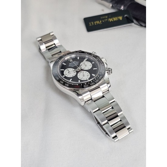 Rolex-Daytona 126529 40mm Le Mans Platinum Wrapped On SS/SS Black Dial QF V9 DD4132 Max(Gain Weight) (24Hour Subdial)