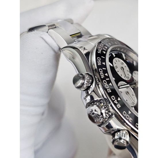 Rolex-Daytona 126529 40mm Le Mans Platinum Wrapped On SS/SS Black Dial QF V9 DD4132 Max(Gain Weight) (24Hour Subdial)