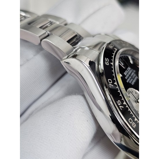 Rolex-Daytona 126529 40mm Le Mans Platinum Wrapped On SS/SS Black Dial QF V9 DD4132 Max(Gain Weight) (24Hour Subdial)