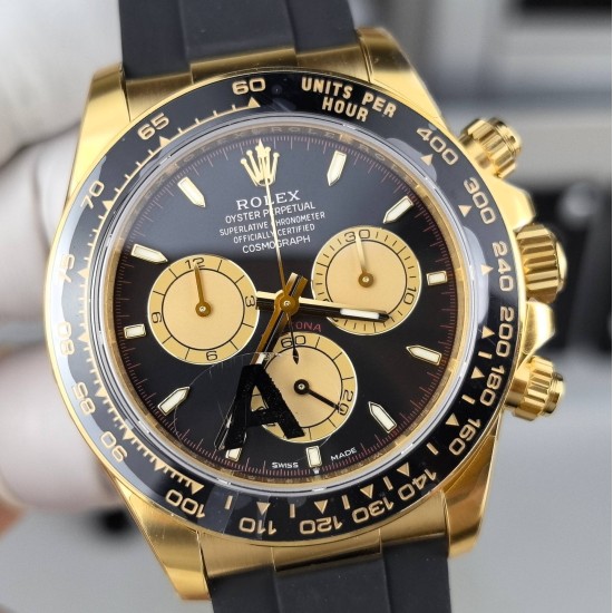 Rolex-Daytona 126518 40mm YG/RU Gold/Black VSF V2 DD4131(18K Yellow Gold Wrapped) Supper Clone