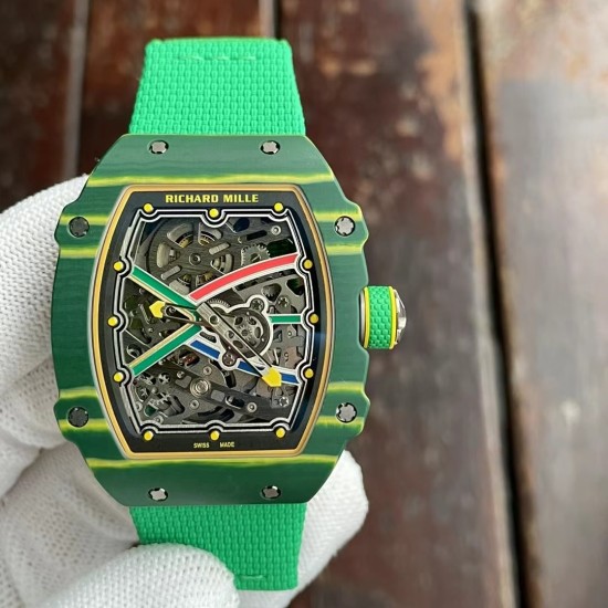 Richard Mille-RM67-02 Wayde van Niekerk 39mm DIW Green NTPT /NY Skeleton Dial on Green Strap VAF CRMA7