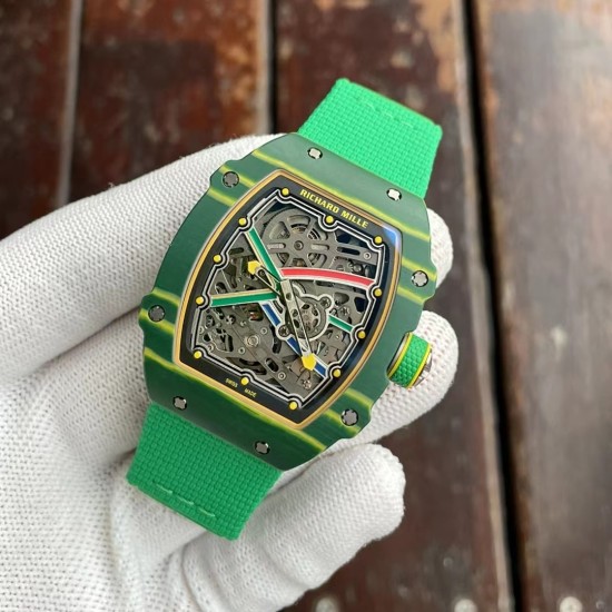Richard Mille-RM67-02 Wayde van Niekerk 39mm DIW Green NTPT /NY Skeleton Dial on Green Strap VAF CRMA7