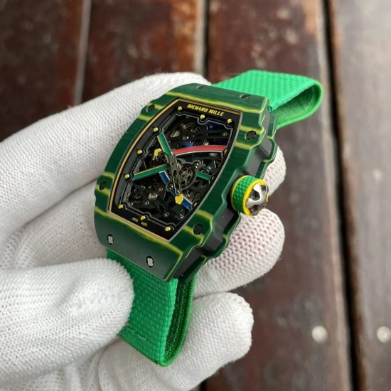 Richard Mille-RM67-02 Wayde van Niekerk 39mm DIW Green NTPT /NY Skeleton Dial on Green Strap VAF CRMA7
