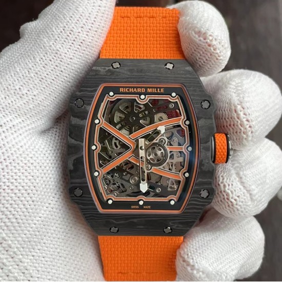Richard Mille-RM67-02 Lando Norris 39mm Customed Black Skeleton Dial on Orange Strap VAF CRMA7