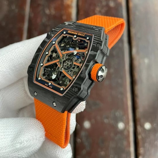 Richard Mille-RM67-02 Lando Norris 39mm Customed Black Skeleton Dial on Orange Strap VAF CRMA7