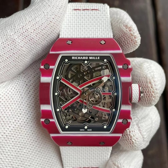 Richard Mille-RM67-02 Mutaz Essa Red Skeleton Dial on White Strap VAF CRMA7
