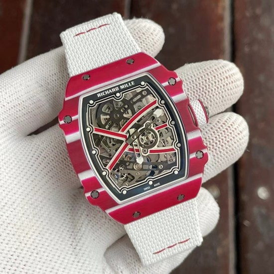 Richard Mille-RM67-02 Mutaz Essa Red Skeleton Dial on White Strap VAF CRMA7