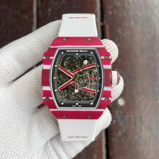 Richard Mille-RM67-02 Mutaz Essa Red Skeleton Dial on White Strap VAF CRMA7