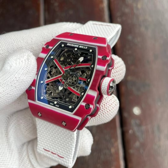 Richard Mille-RM67-02 Mutaz Essa Red Skeleton Dial on White Strap VAF CRMA7