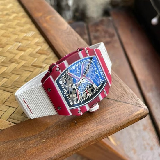 Richard Mille-RM67-02 Mutaz Essa Red Skeleton Dial on White Strap VAF CRMA7