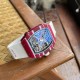 Richard Mille-RM67-02 Mutaz Essa Red Skeleton Dial on White Strap VAF CRMA7