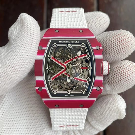 Richard Mille-RM67-02 Mutaz Essa Red Skeleton Dial on White Strap VAF CRMA7