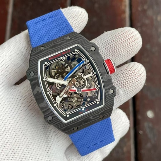 Richard Mille-RM67-02 France Black Customed Black Skeleton Dial on Blue Strap VAF CRMA7