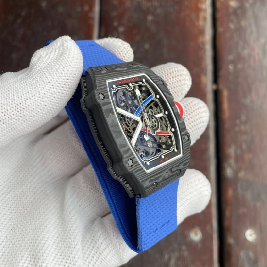 Richard Mille-RM67-02 France Black Customed Black Skeleton Dial on Blue Strap VAF CRMA7