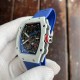 Richard Mille-RM67-02 France White Customed Black Skeleton Dial on Blue Strap VAF CRMA7