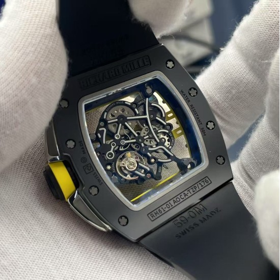 Richard Mille RM061 42mm Carbon Fiber/Rubber Strap Skeleton Dial ZF RMUL2 Super Clone