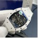 Richard Mille-RM055 43mm White Cer/RU Skeleton Dial ZF RMUL2 Super Clone(New Rubber Strap)